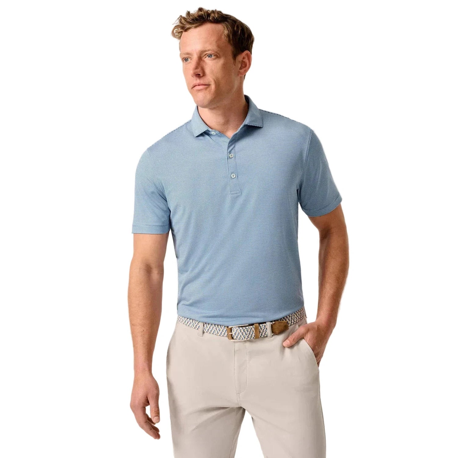 johnnie-O 01. MENS APPAREL - MENS SS SHIRTS - MENS SS POLO Men's Lyndonn Striped Polo TIDE