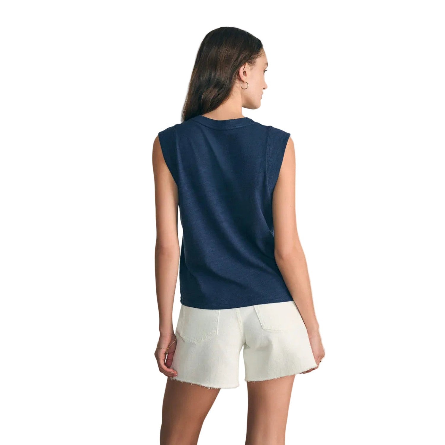 Faherty 02. WOMENS APPAREL - WOMENS SS SHIRTS - WOMENS TANK CASUAL Women's Unwashed Slub Muscle Tank NBZ NAVY BLAZER