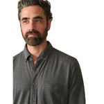 Faherty 01. MENS APPAREL - MENS LS SHIRTS - MENS LS BUTTON UP Men's Coastline Knit Shirt ROW CHARCOAL HEATHER TWILL