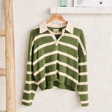 Rhythm 02. WOMENS APPAREL - WOMENS HOODIES|SWEATERS - WOMENS PO SWEATERS Women's Rugby Polo Knit Sweater OLIVE