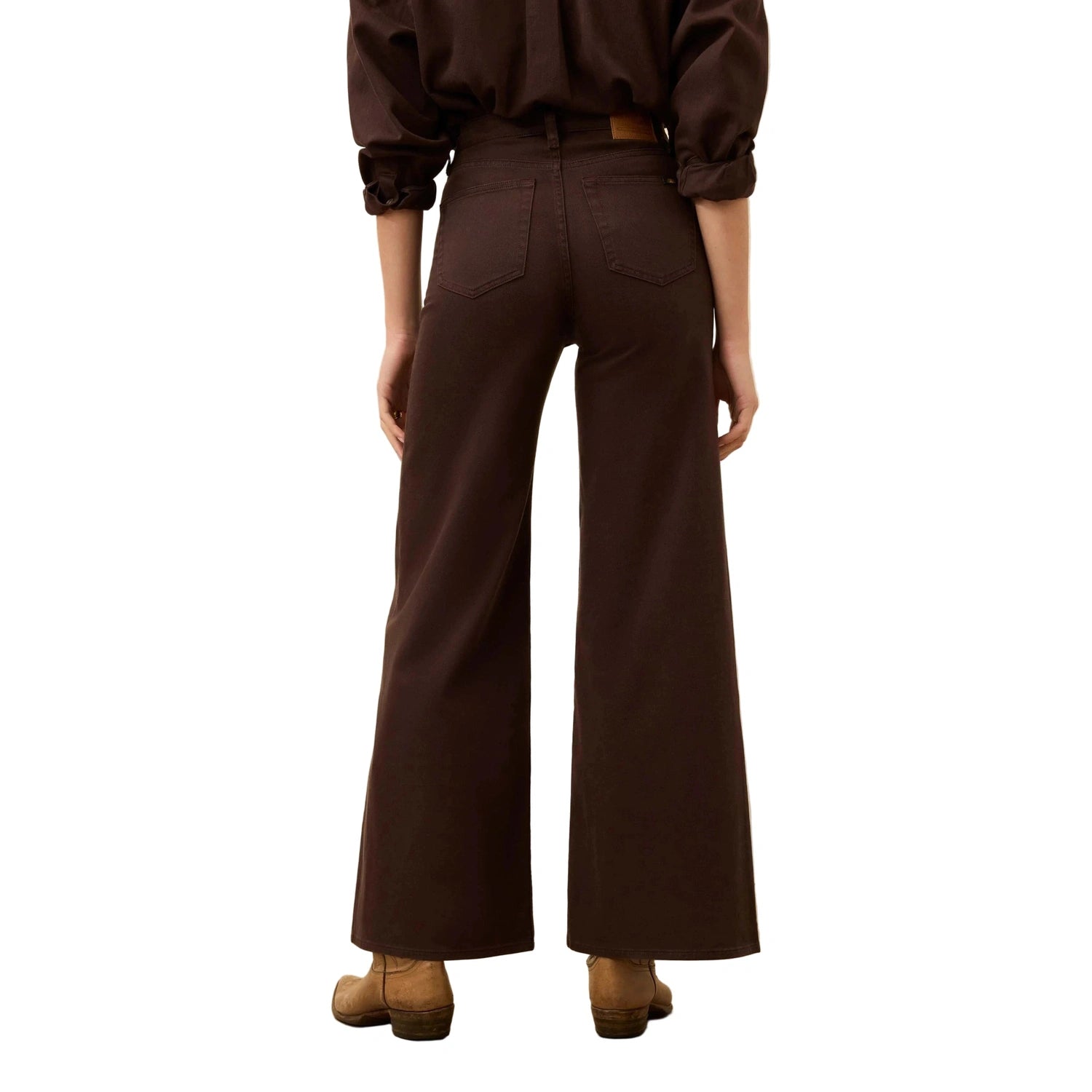 Faherty 02. WOMENS APPAREL - WOMENS PANTS - WOMENS PANTS CASUAL Women's Saturday Denim Wide Leg CHB CHOCOLATE BROWN