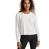 Beyond Yoga 02. WOMENS APPAREL - WOMENS LS SHIRTS - WOMENS LS CASUAL Women's Featherweight Daydreamer Pullover CLOUD WHITE
