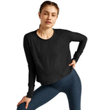 Beyond Yoga 02. WOMENS APPAREL - WOMENS LS SHIRTS - WOMENS LS CASUAL Women's Featherweight Daydreamer Pullover DARKEST NIGHT