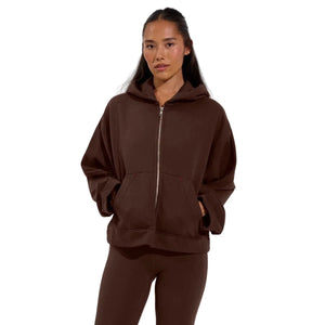 Women’s Beach Side Hoodie Left on Friday - COLD BREW-BROWN