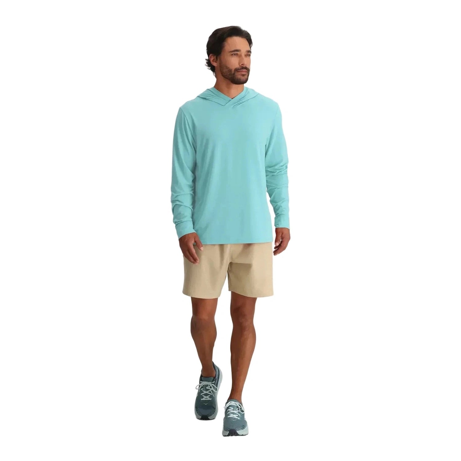 Free Fly Apparel 01. MENS APPAREL - MENS LS SHIRTS - MENS LS HOODY Men's Elevate Lightweight Hoodie BAHAMA BLUE
