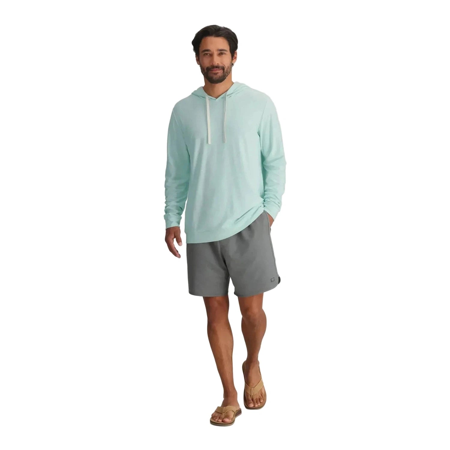 Free Fly Apparel 01. MENS APPAREL - MENS LS SHIRTS - MENS LS HOODY Men's Bamboo Slub Hoodie II TROPIC SEA
