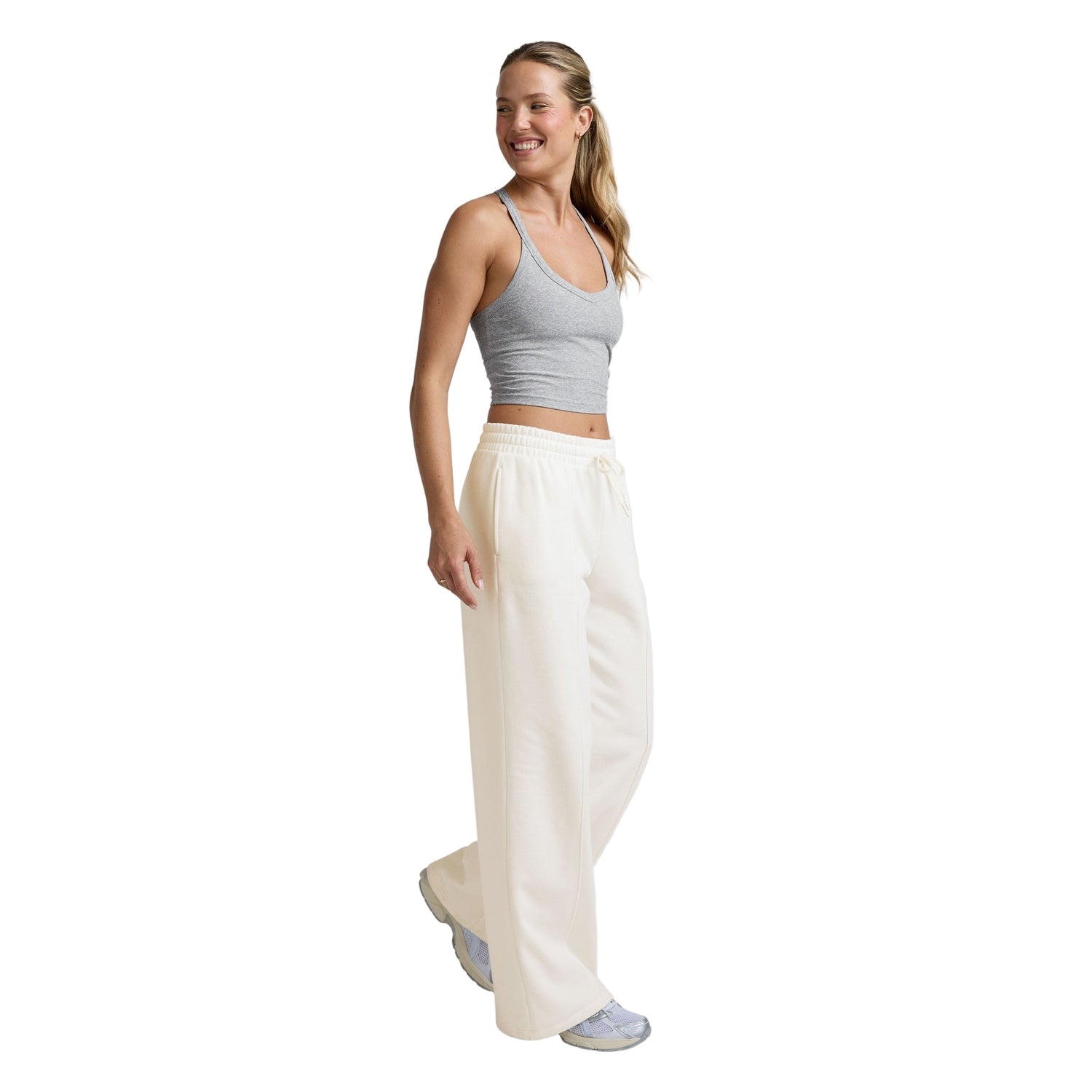 Beyond Yoga 02. WOMENS APPAREL - WOMENS PANTS - WOMENS PANTS LOUNGE Women's Luxefleece Pintuck Wide Leg Pant FRESH SNOW