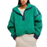 FP Movement 02. WOMENS APPAREL - WOMENS HOODIES|SWEATERS - WOMENS PO Q ZIP Women's Mountain High 1/2 Zip 3462 GREEN GLOW