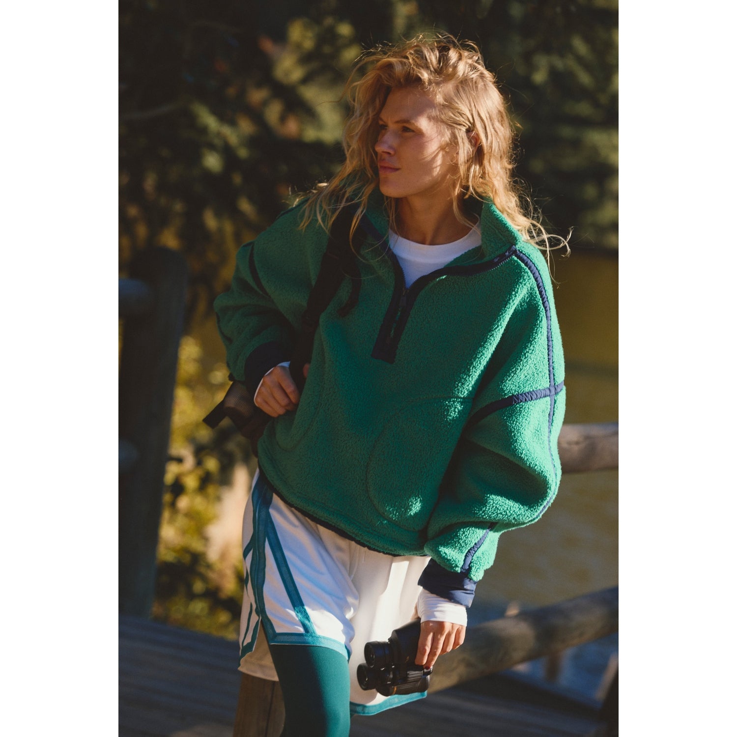 FP Movement 02. WOMENS APPAREL - WOMENS HOODIES|SWEATERS - WOMENS PO Q ZIP Women's Mountain High 1/2 Zip 3462 GREEN GLOW