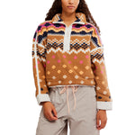 FP Movement 02. WOMENS APPAREL - WOMENS HOODIES|SWEATERS - WOMENS PO Q ZIP Women's Mountain High Printed Half Zip Fleece 2200 ISLE KNIT TWIG COMBO