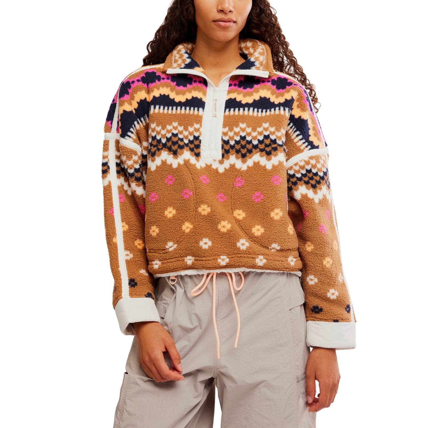 FP Movement 02. WOMENS APPAREL - WOMENS HOODIES|SWEATERS - WOMENS PO Q ZIP Women's Mountain High Printed Half Zip Fleece 2200 ISLE KNIT TWIG COMBO