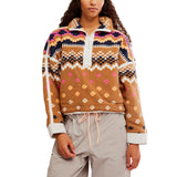 FP Movement 02. WOMENS APPAREL - WOMENS HOODIES|SWEATERS - WOMENS PO Q ZIP Women's Mountain High Printed Half Zip Fleece 2200 ISLE KNIT TWIG COMBO