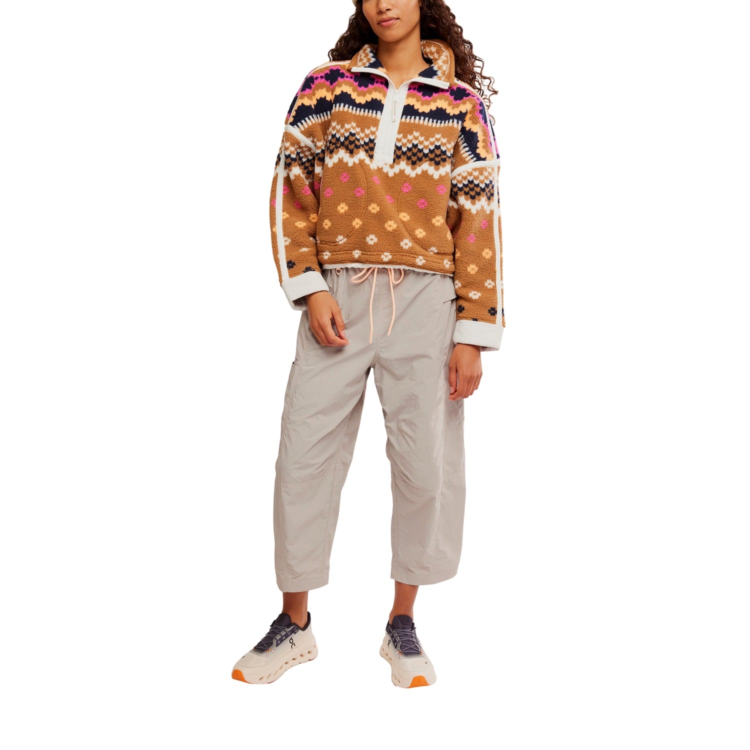 FP Movement 02. WOMENS APPAREL - WOMENS HOODIES|SWEATERS - WOMENS PO Q ZIP Women's Mountain High Printed Half Zip Fleece 2200 ISLE KNIT TWIG COMBO