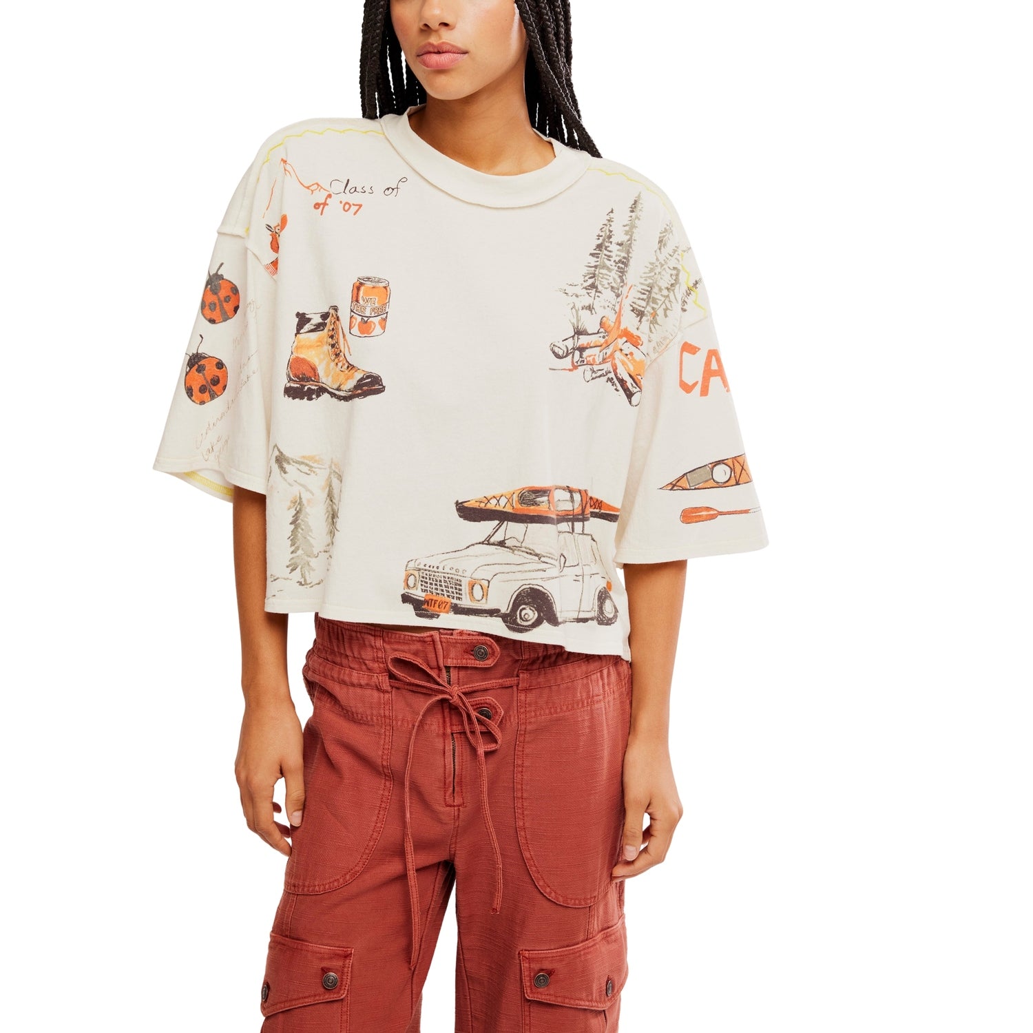 FP Movement 02. WOMENS APPAREL - WOMENS SS SHIRTS - WOMENS SS CASUAL Women's Mountain View Graphic Tee 1103 IVORY COMBO