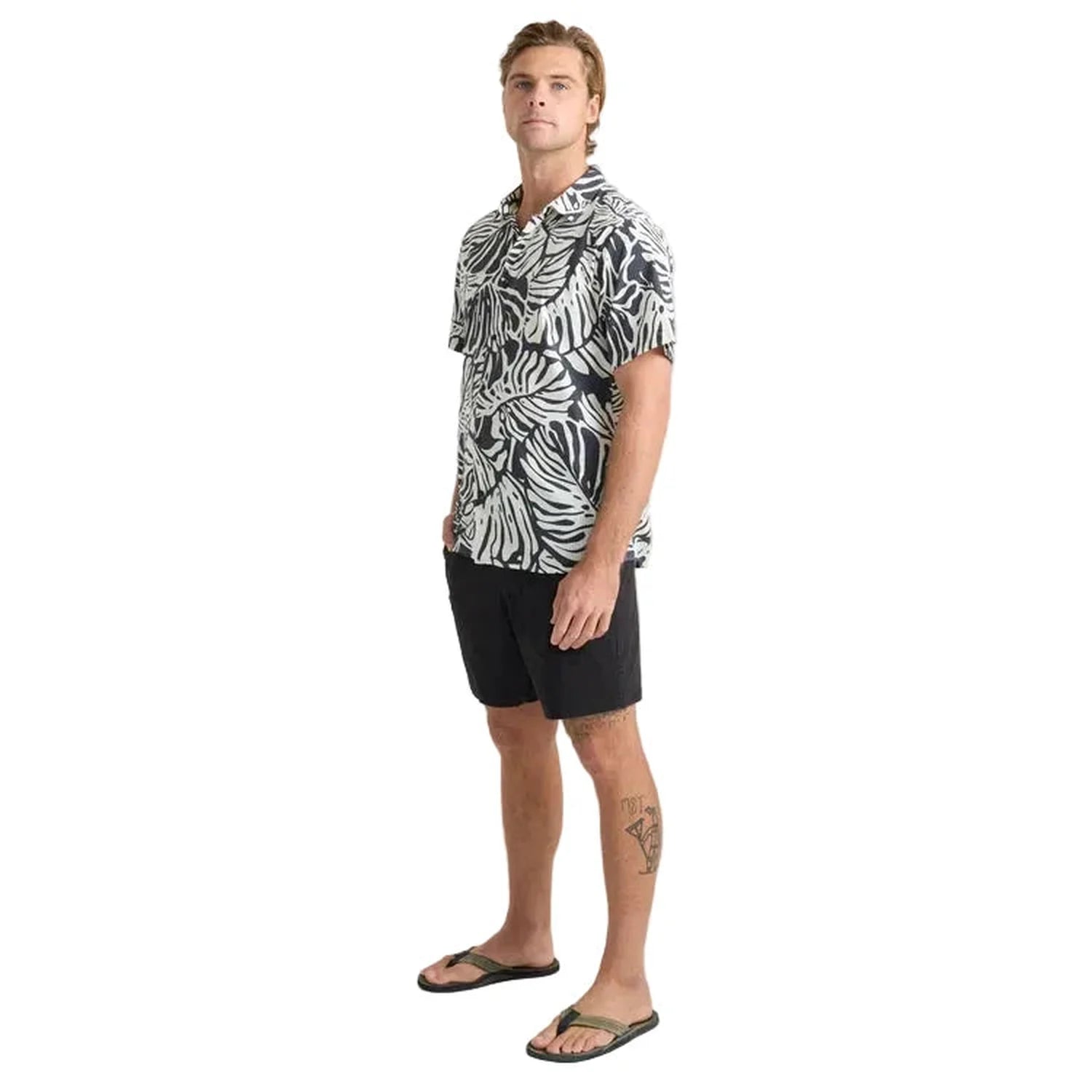 Roark 01. MENS APPAREL - MENS SS SHIRTS - MENS SS BUTTON UP Men's Bless Up Breathable Stretch Shirt BKM BLACK MONSTERA
