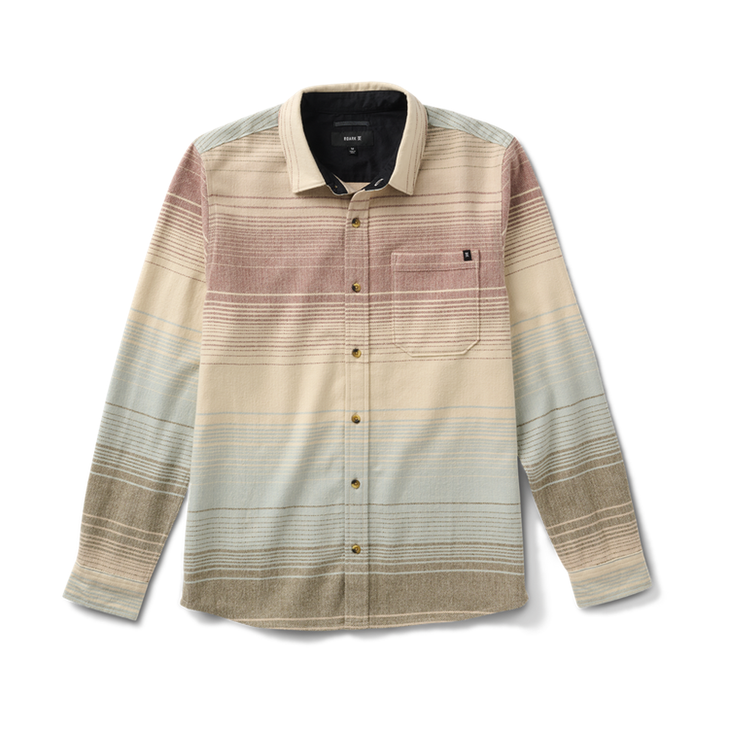 Roark 01. MENS APPAREL - MENS LS SHIRTS - MENS LS BUTTON UP Men's Crossroads Organic Cotton Flannel FOS FOSSIL STRIPE