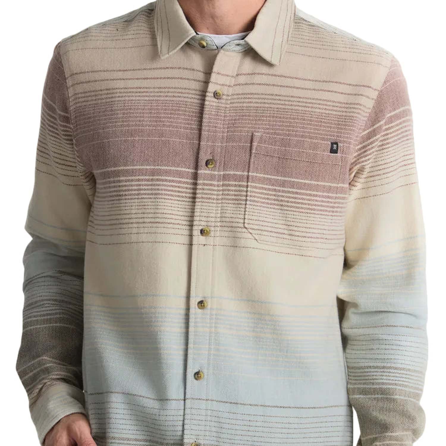 Roark 01. MENS APPAREL - MENS LS SHIRTS - MENS LS BUTTON UP Men's Crossroads Organic Cotton Flannel FOS FOSSIL STRIPE