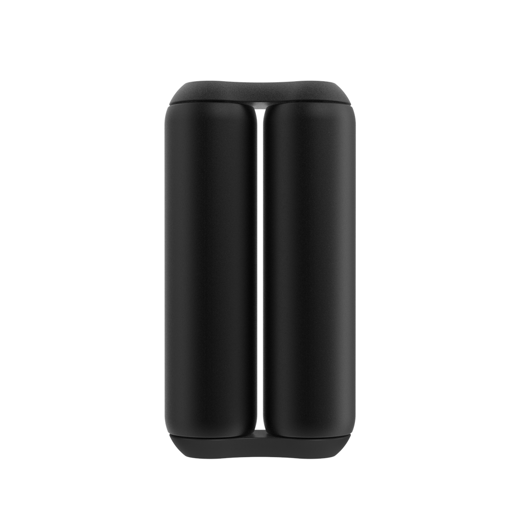 A black dual-cylinder portable electric kettle with a sleek, minimalist design, shown on a solid white background.