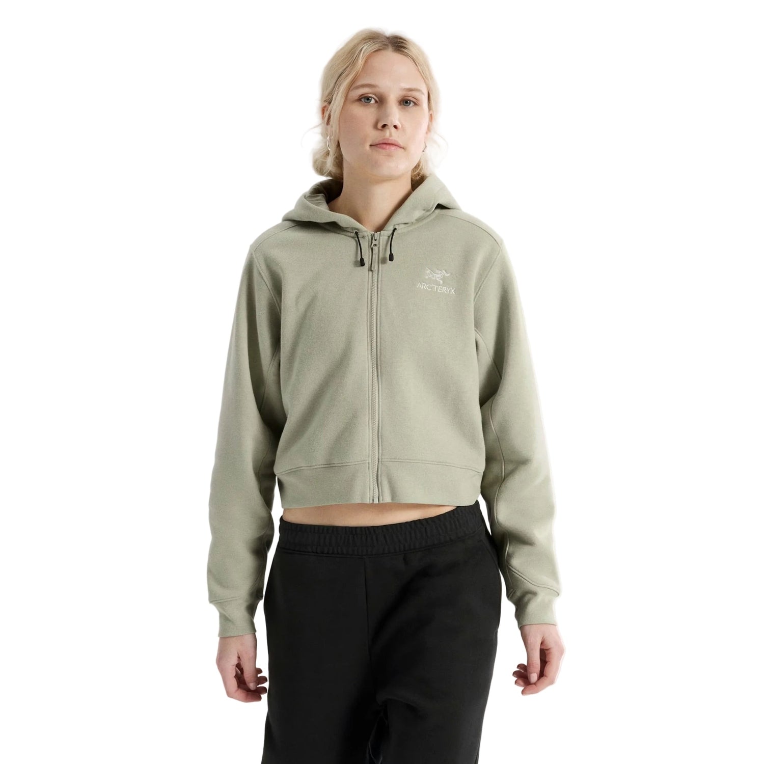 Arc'teryx 02. WOMENS APPAREL - WOMENS JACKETS - WOMENS JACKETS FLEECE Women's Emblem Fleece Full Zip Crop Hoody 019001 HABITAT