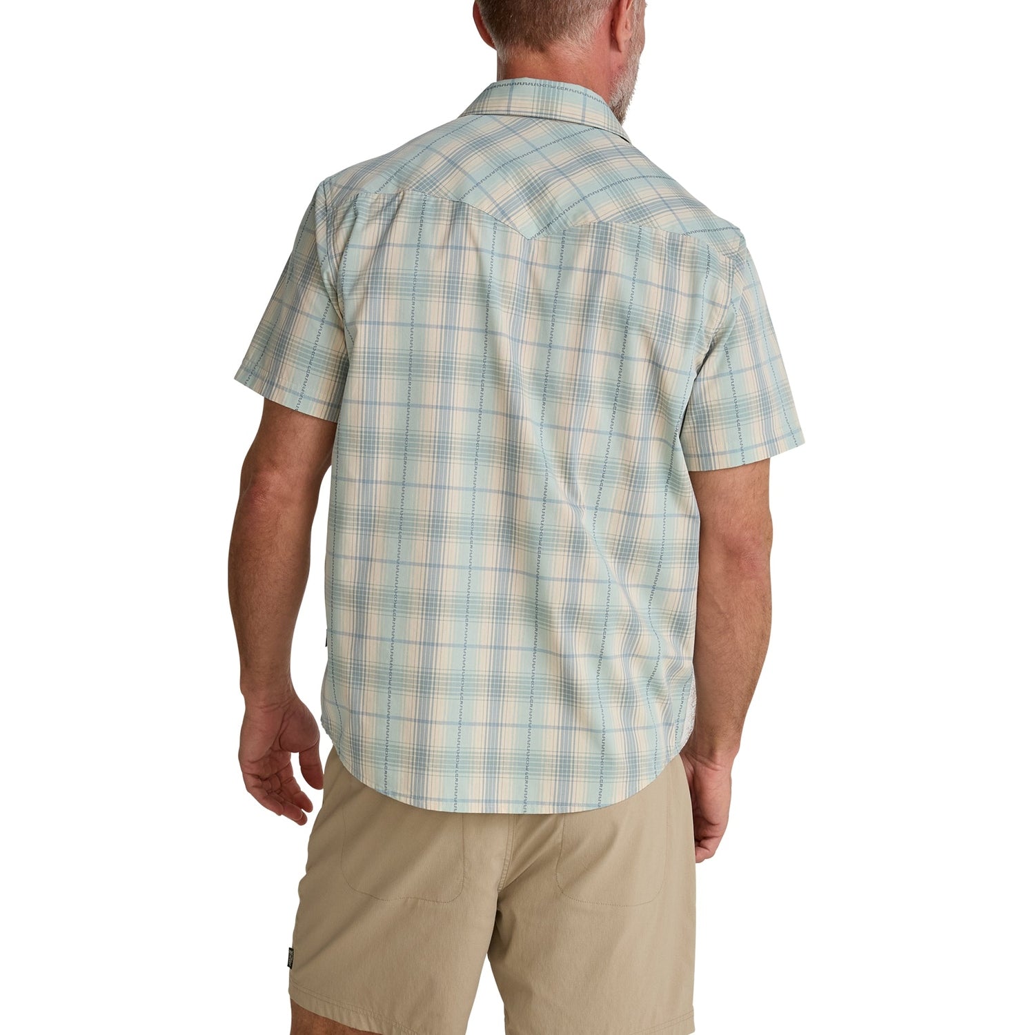 Howler Bros 01. MENS APPAREL - MENS SS SHIRTS - MENS SS BUTTON UP Men's H Bar B Snapshirt PRAIRIE PLAID | SEAFOAM