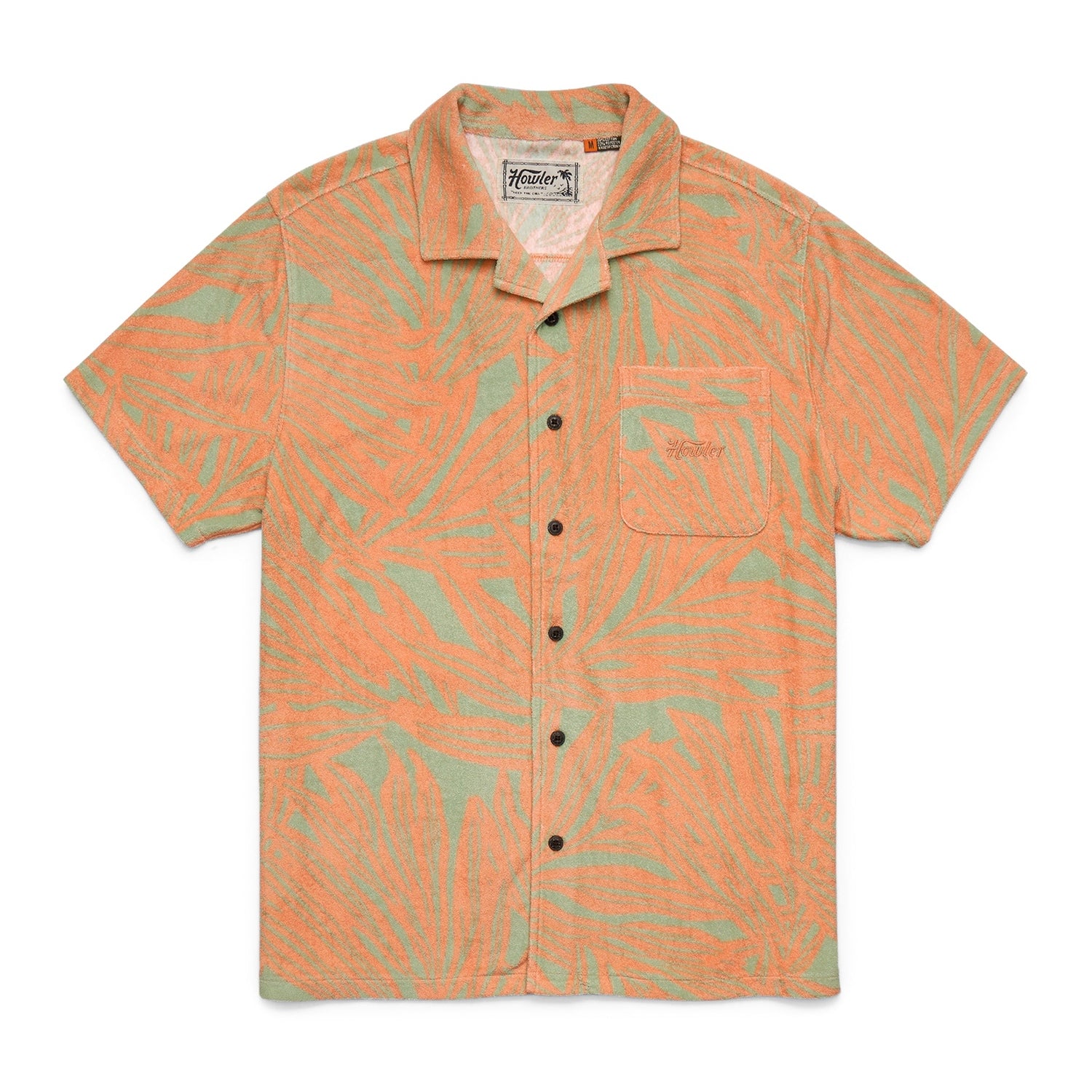 Howler Bros 01. MENS APPAREL - MENS SS SHIRTS - MENS SS BUTTON UP Men's Palapa Terry Shirt FULL FRONDAL | DREAMSICLE