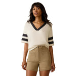 Faherty 02. WOMENS APPAREL - WOMENS SS SHIRTS - WOMENS SS CASUAL Women's Sunwashed Slub Varsity Tee PTV PHANTOM VARSITY
