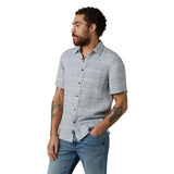Faherty 01. MENS APPAREL - MENS SS SHIRTS - MENS SS BUTTON UP Men's Short-Sleeve Palma Linen Shirt BUU BLUE GULF STRIPE
