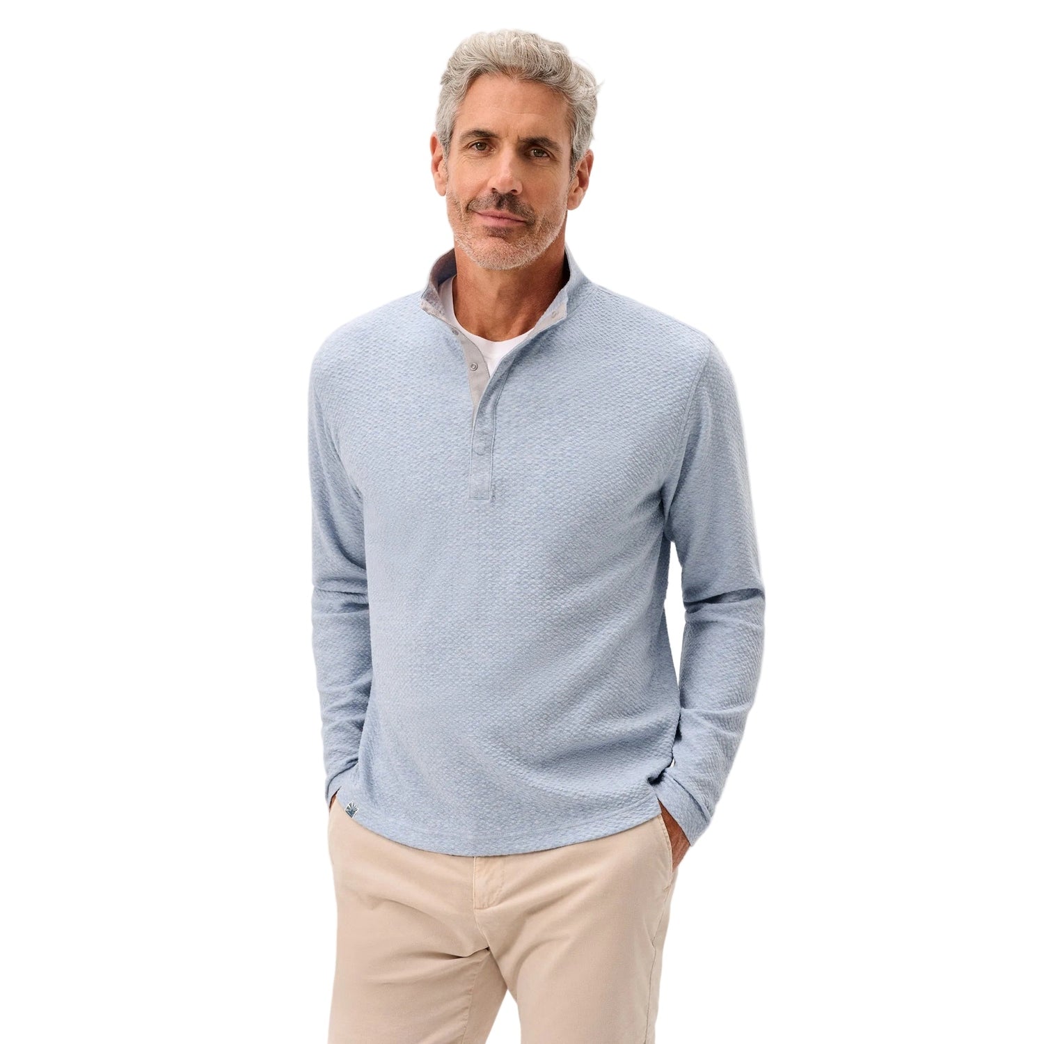 johnnie-O 01. MENS APPAREL - MENS HOODIES|SWEATERS - MENS PO Q ZIP Men's Ransel Quarter Snap Placket Pullover MALIBLU