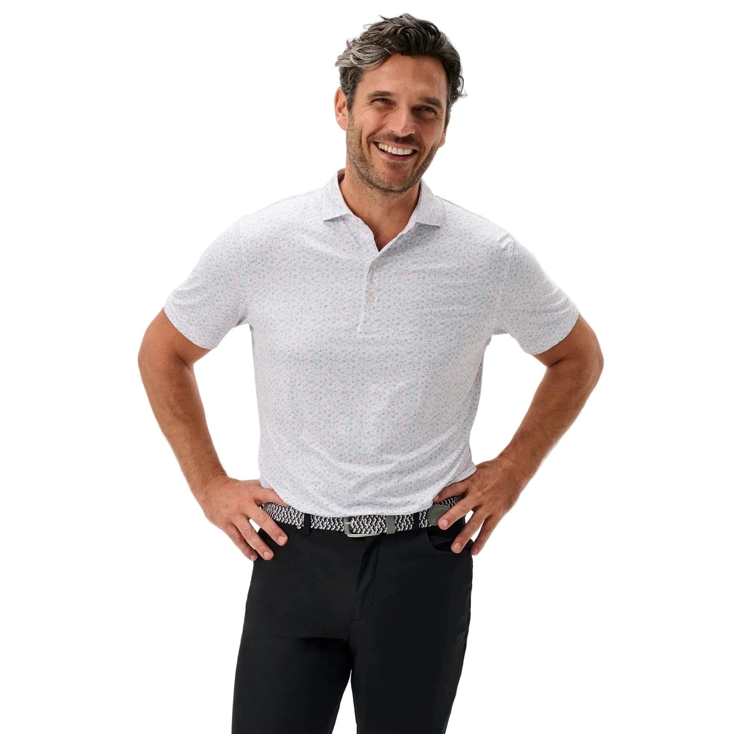 johnnie-O 01. MENS APPAREL - MENS SS SHIRTS - MENS SS POLO Men's Featherweight Performance Polo - Marietta CILANTRO