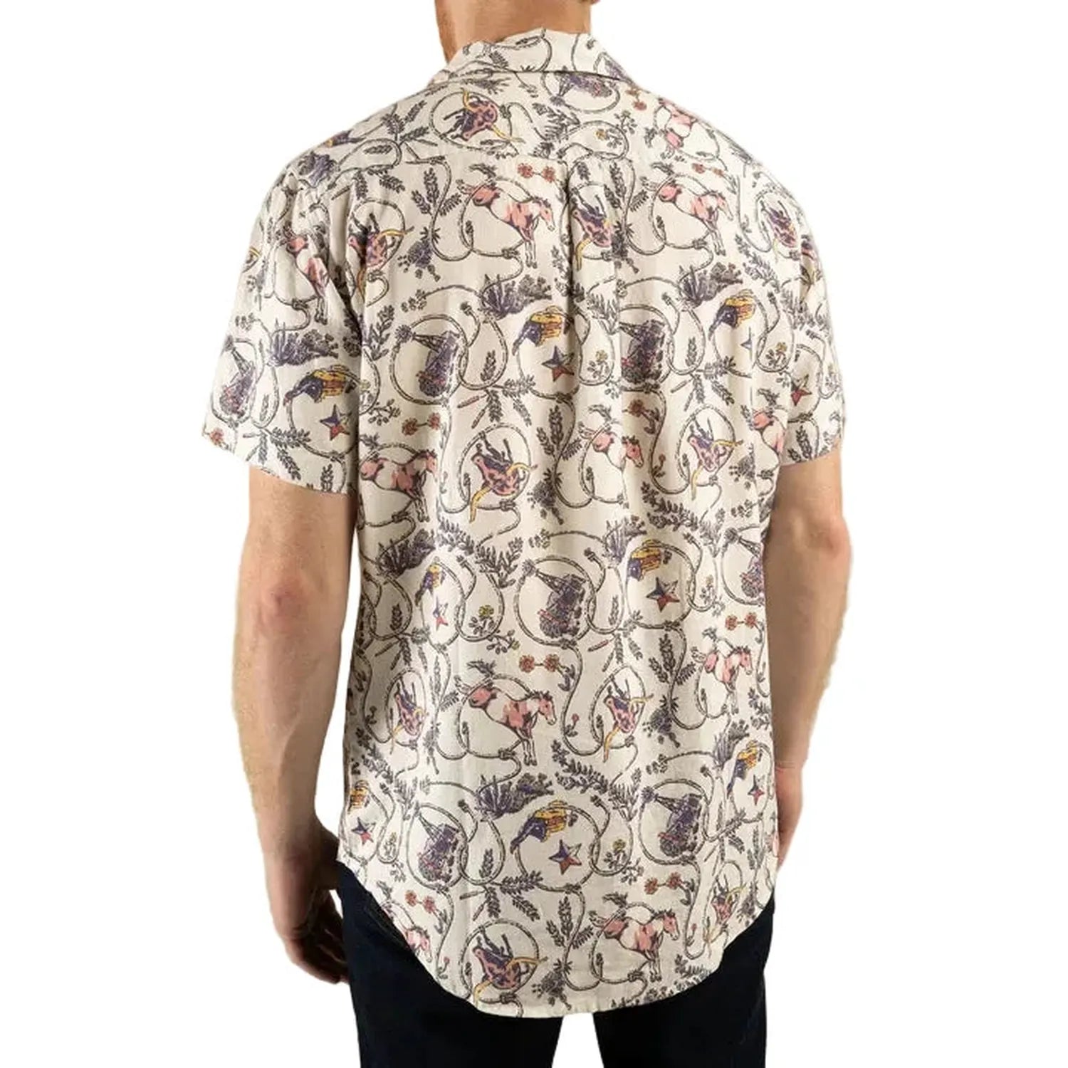 Sendero Provisions Co. 01. MENS APPAREL - MENS SS SHIRTS - MENS SS BUTTON UP Men's City Slicker Button Up Short Sleeve HIGH LONESOME - IVORY NAVY