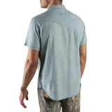 Sendero Provisions Co. 01. MENS APPAREL - MENS SS SHIRTS - MENS SS BUTTON UP Men's The Wyatt Pearl Snap Short Sleeve Denim Shirt WASHED INDIGO CHAMBRAY