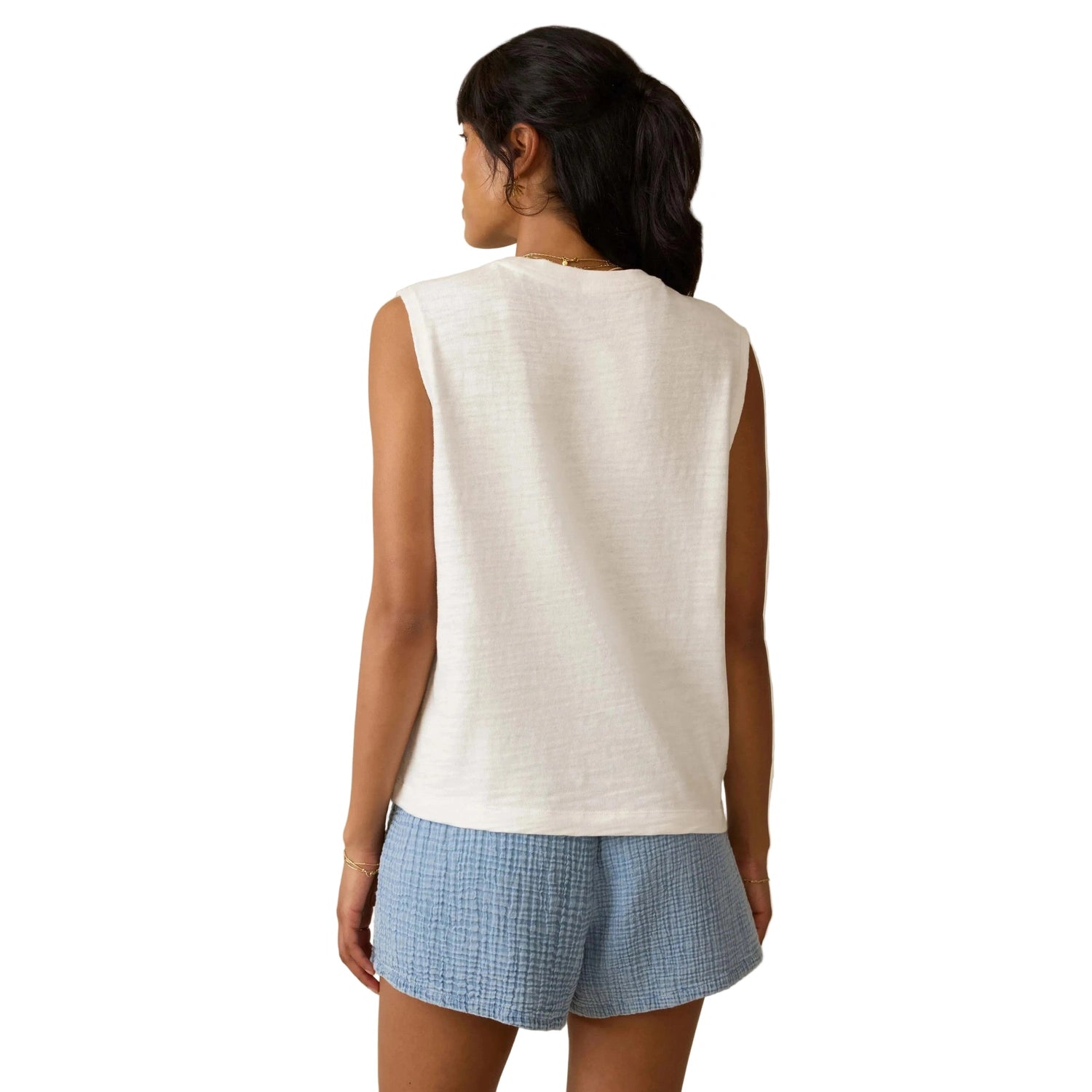 Faherty 02. WOMENS APPAREL - WOMENS SS SHIRTS - WOMENS TANK CASUAL Women's Unwashed Slub Muscle Tank WHT WHITE