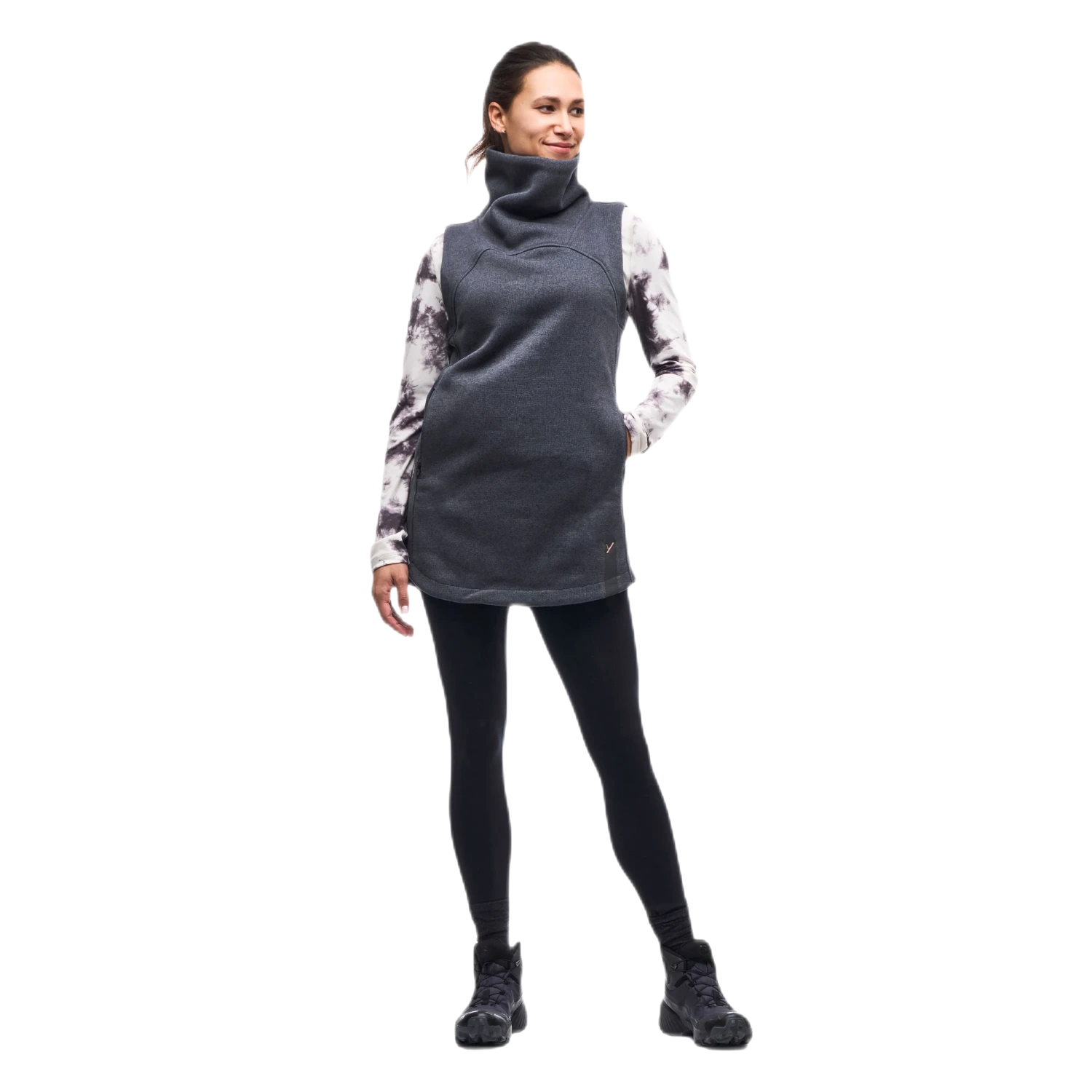 INDYEVA 06. W. INSULATION_FLEECE - W. VEST Women's Toga Pullover Polartec Thermal Tunic DENIM