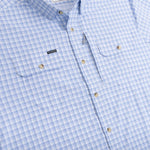 Poncho Outdoors 01. MENS APPAREL - MENS SS SHIRTS - MENS SS BUTTON UP Men's Original Short Sleeve THE ONO|BLUE AND WHITE PLAID | REGULAR: