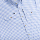 Poncho Outdoors 01. MENS APPAREL - MENS SS SHIRTS - MENS SS BUTTON UP Men's Original Short Sleeve THE ONO|BLUE AND WHITE PLAID | REGULAR: