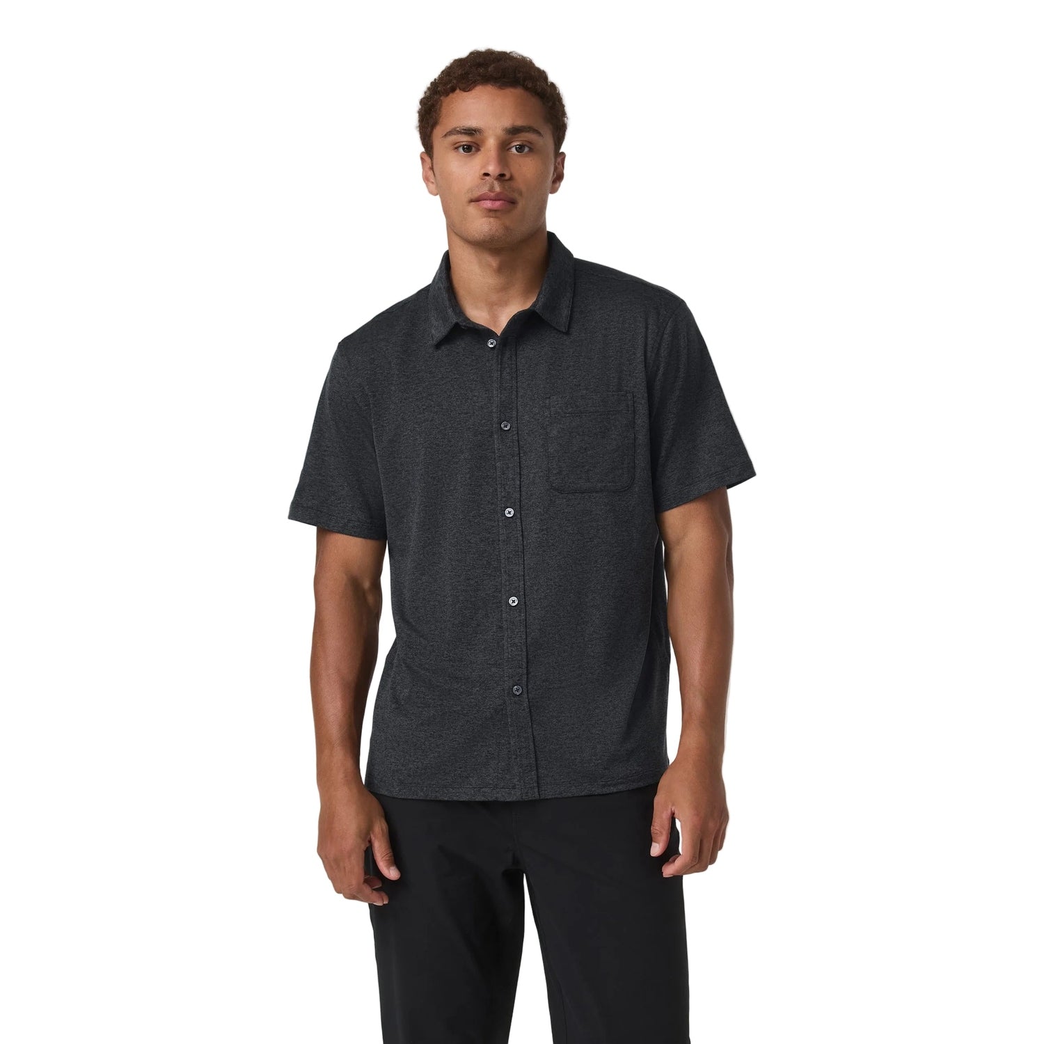 Vuori 01. MENS APPAREL - MENS SS SHIRTS - MENS SS BUTTON UP Men's Short Sleeve Ponto Button Down HCC CHARCOAL HEATHER