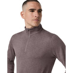 Vuori 01. MENS APPAREL - MENS HOODIES|SWEATERS - MENS PO Q ZIP Men's Ponto Half Zip Mock Neck HHB HUCKLEBERRY HEATHER