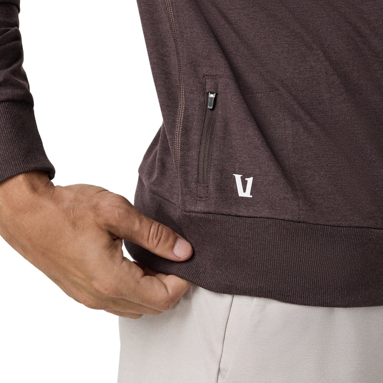 Vuori 01. MENS APPAREL - MENS HOODIES|SWEATERS - MENS PO SWEATERS Men's Ponto Performance Crew HHS SANGRIA HEATHER