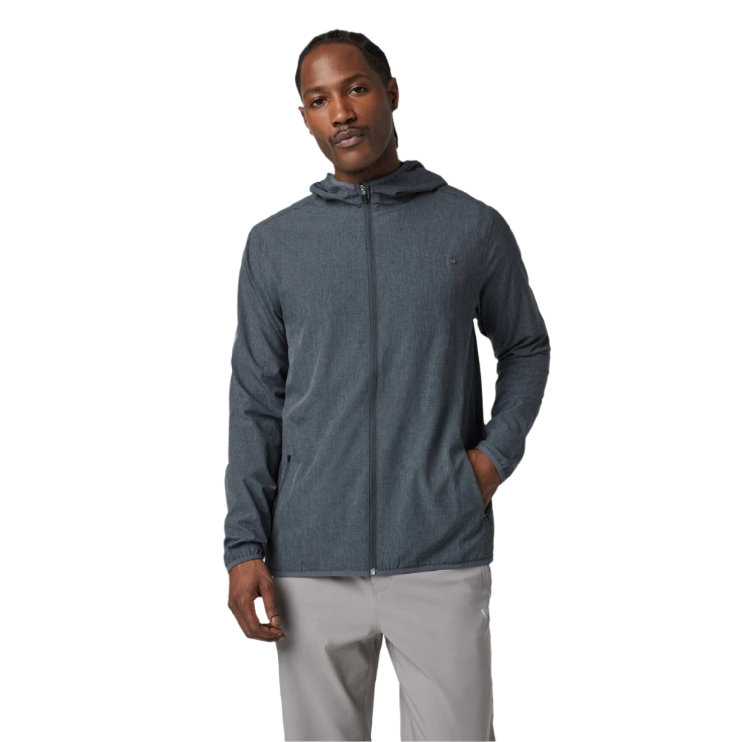 Vuori 01. MENS APPAREL - MENS JACKETS - MENS JACKETS WIND Men's Outdoor Trainer Shell DLT DARK PEWTER LINEN TEXTURE