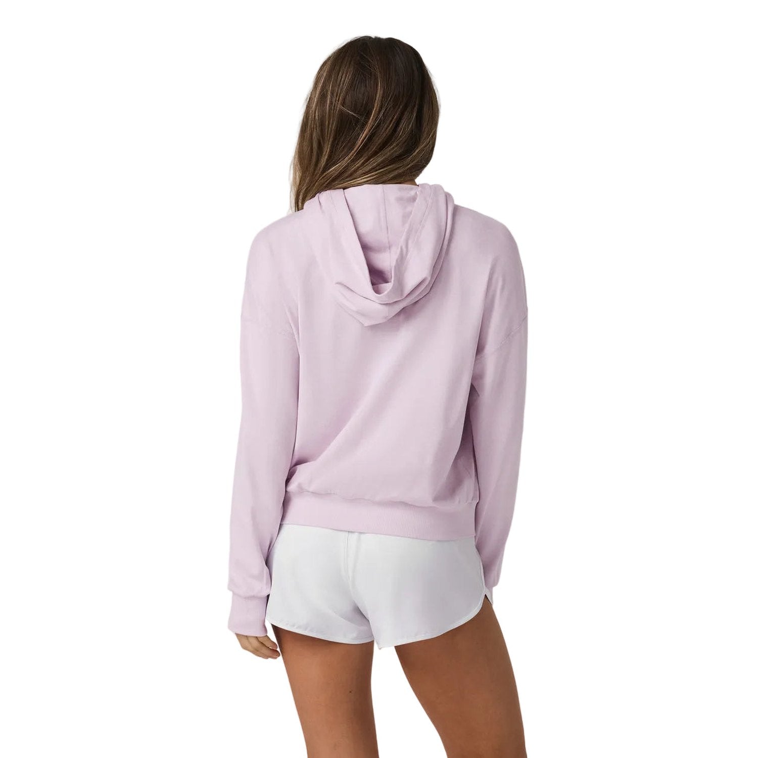 Vuori 02. WOMENS APPAREL - WOMENS HOODIES|SWEATERS - WOMENS PO HOODY Women's Halo Modern Pullover Hoodie LZH LILAC BREEZE HEATHER