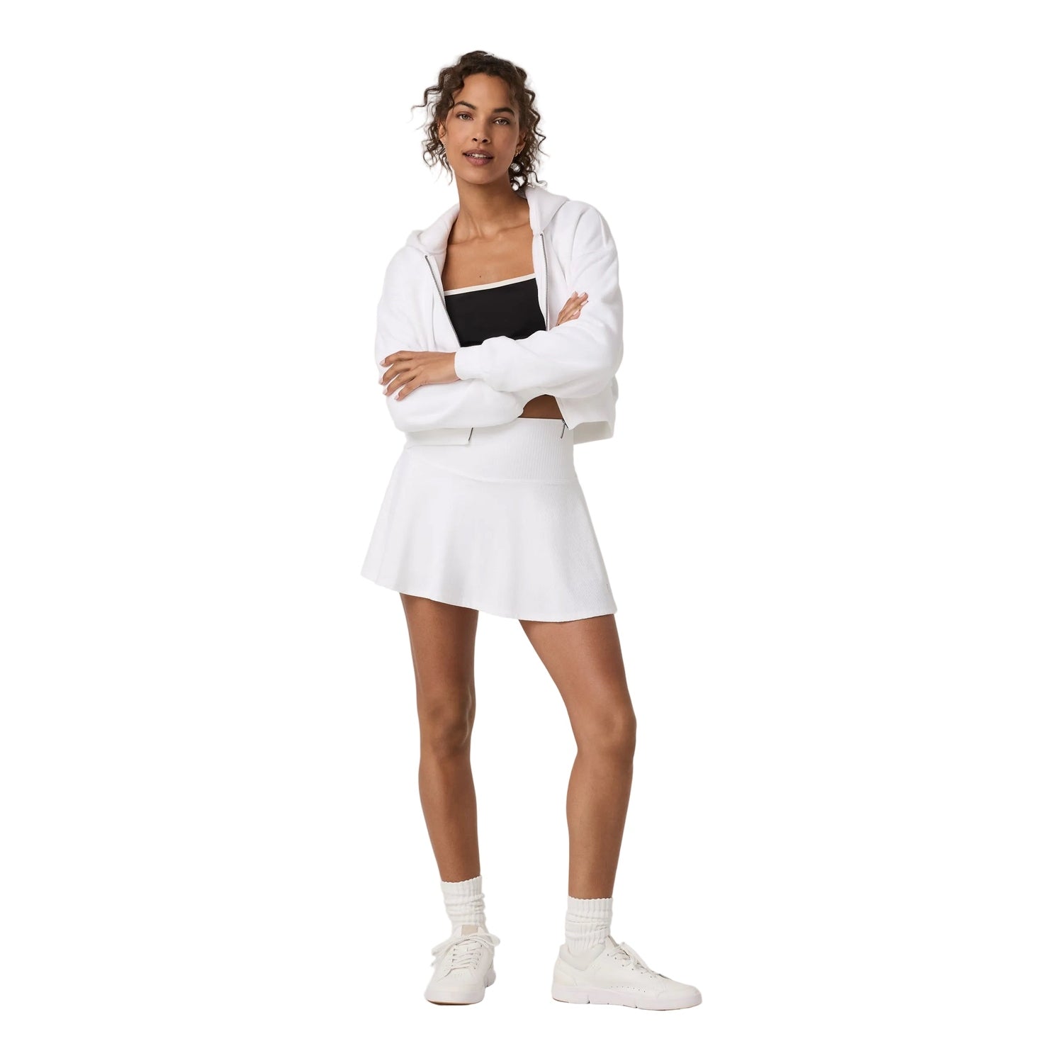 Vuori 02. WOMENS APPAREL - WOMENS DRESS|SKIRT - WOMENS SKIRT ACTIVE Women's Baseline Gingham Skirt 14.5" WHT WHITE