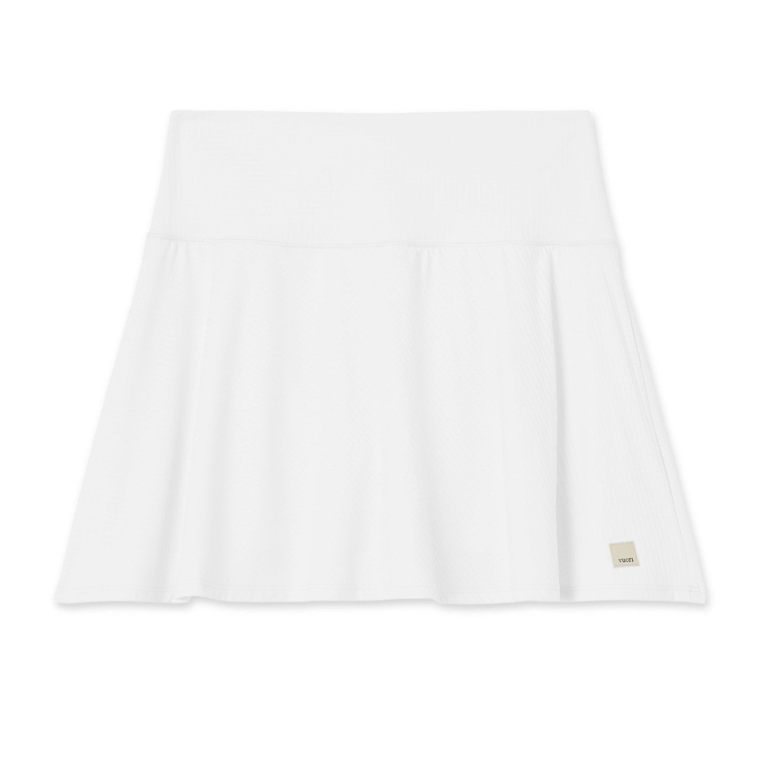 Vuori 02. WOMENS APPAREL - WOMENS DRESS|SKIRT - WOMENS SKIRT ACTIVE Women's Baseline Gingham Skirt 14.5" WHT WHITE