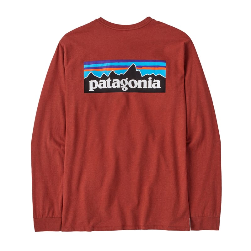 Patagonia 25. T-SHIRTS - LS TEE Men's Long Sleeve P-6 Logo Responsibili-Tee BURD BURL RED