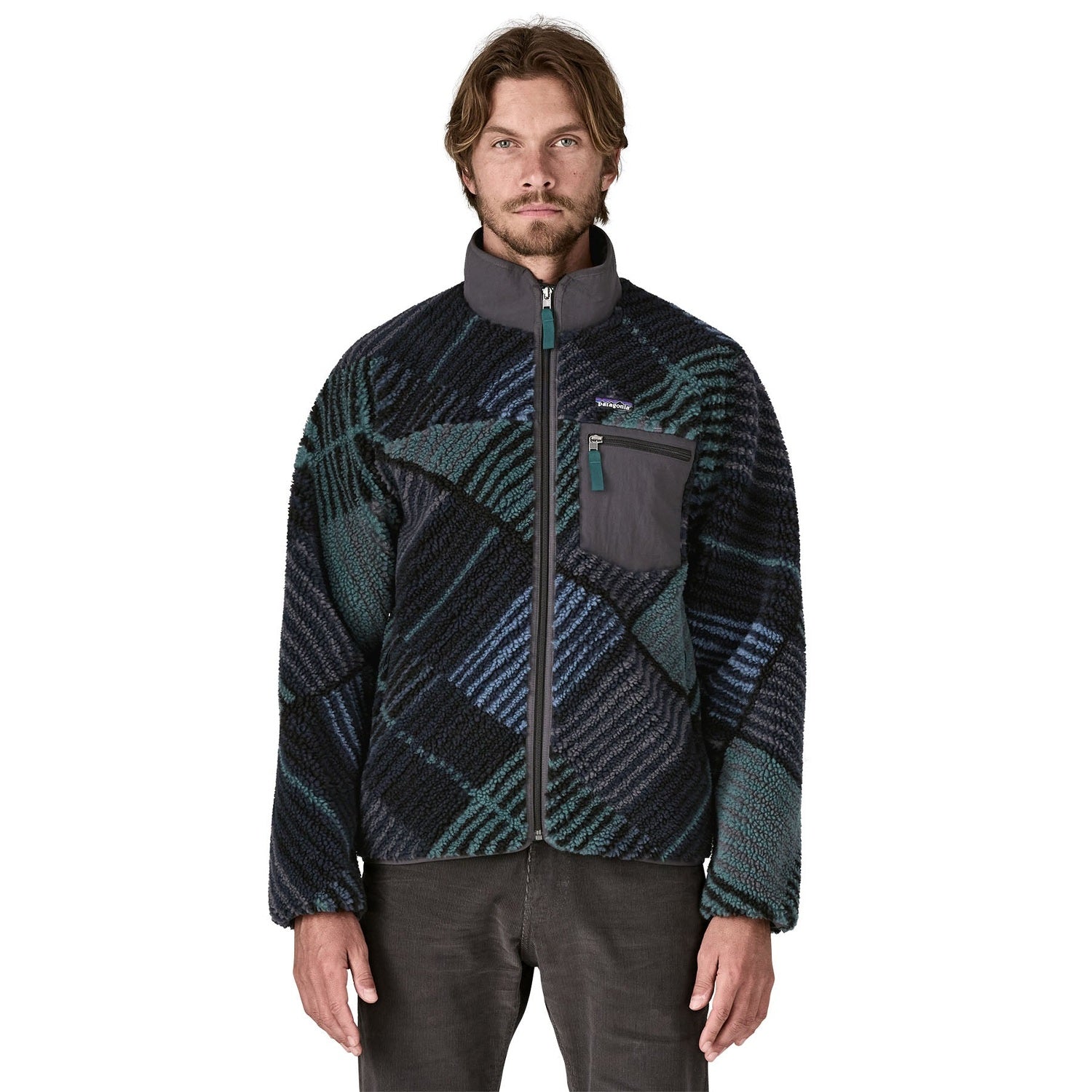Patagonia 01. MENS APPAREL - MENS JACKETS - MENS JACKETS FLEECE Men's Classic Retro-X® Fleece Jacket RQIN RAINFALL QUILT| INK BLACK
