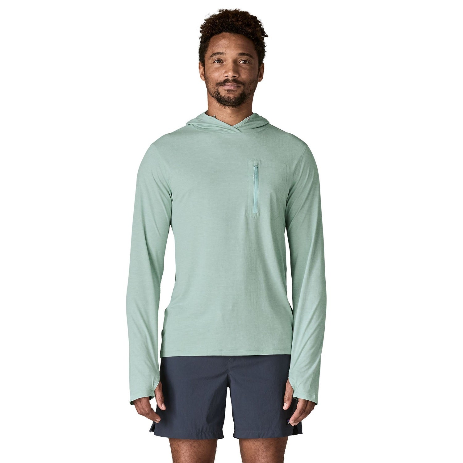 Patagonia 01. MENS APPAREL - MENS LS SHIRTS - MENS LS HOODY Men's Capilene® Cool Sun Hoody TBIX THERMAL BLUE - THIN ICE X-DYE