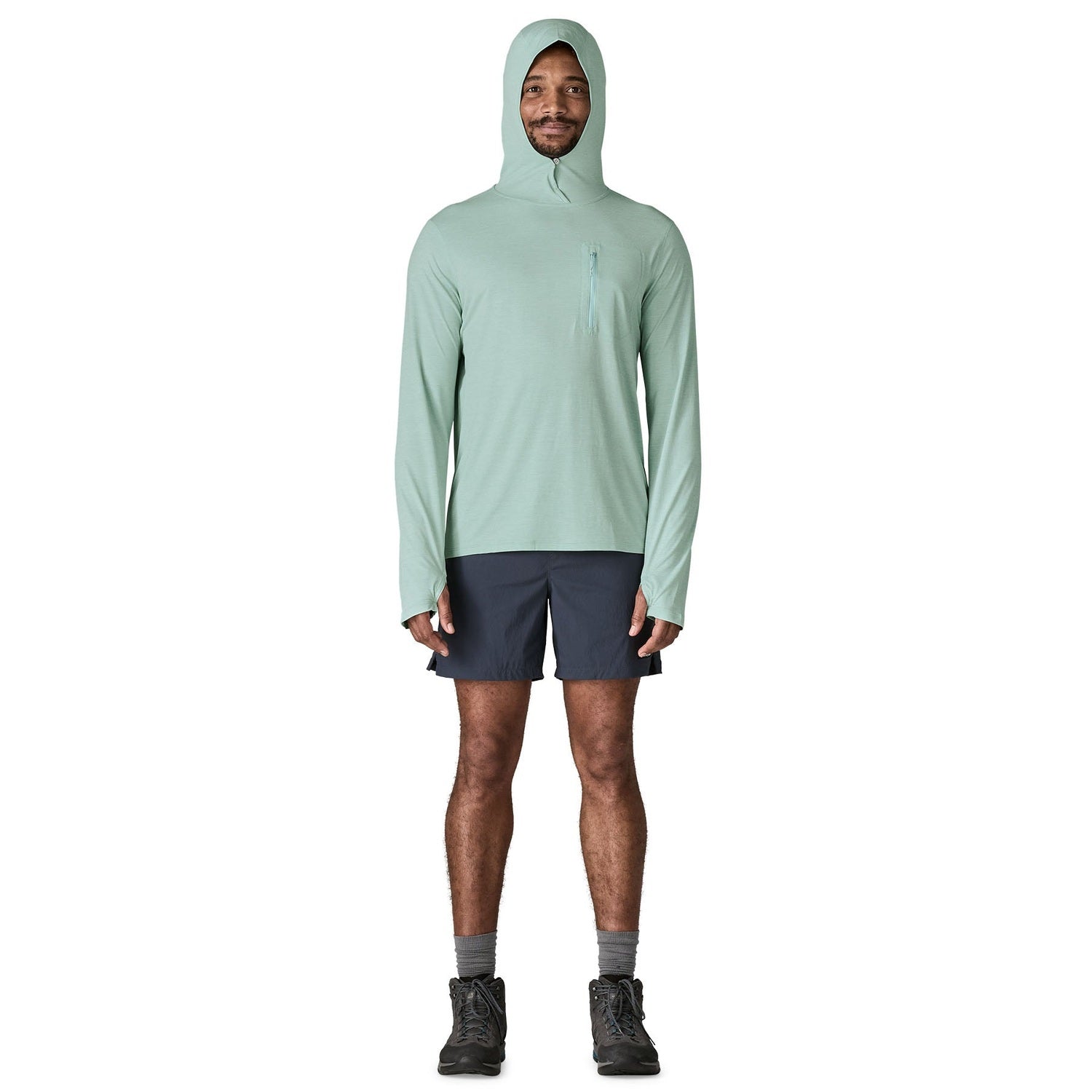 Patagonia 01. MENS APPAREL - MENS LS SHIRTS - MENS LS HOODY Men's Capilene® Cool Sun Hoody TBIX THERMAL BLUE - THIN ICE X-DYE