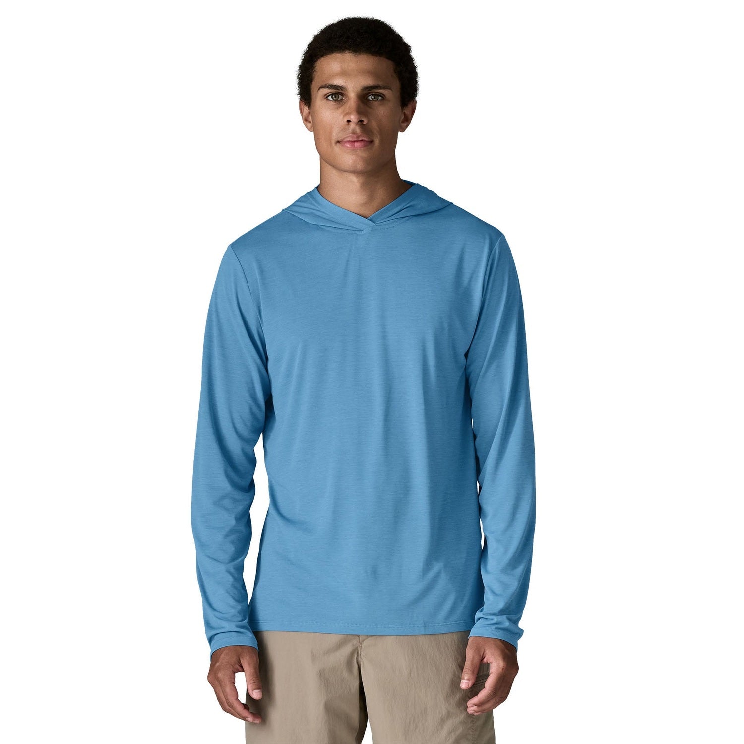 Patagonia 01. MENS APPAREL - MENS LS SHIRTS - MENS LS HOODY Men's Capilene® Cool Daily Hoody SHRX SHORE BLUE - LIGHT SHORE BLUE X-DYE