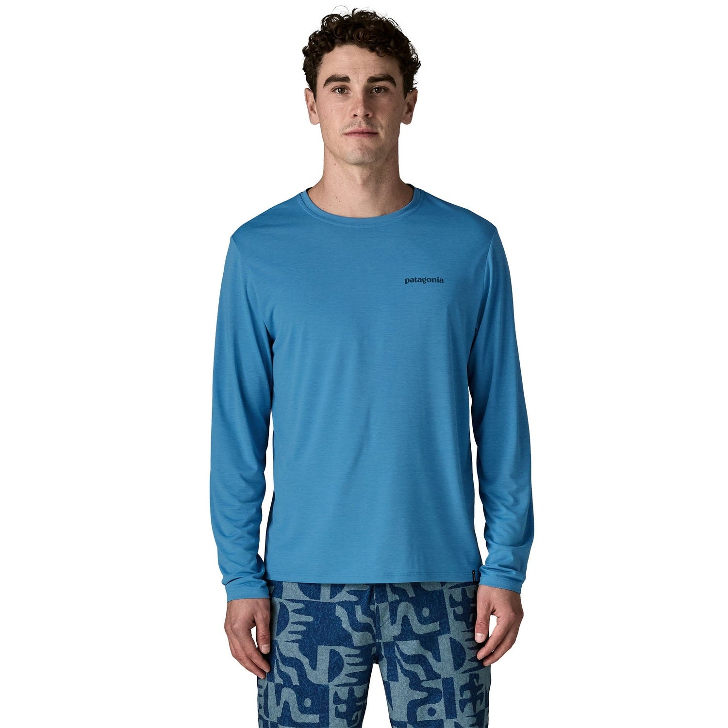 Patagonia 01. MENS APPAREL - MENS LS SHIRTS - MENS LS ACTIVE Men's Long-Sleeved Capilene® Cool Daily Shirt | Board Short Logo SHRX SHORE BLUE - LIGHT SHORE BLUE X-DYE