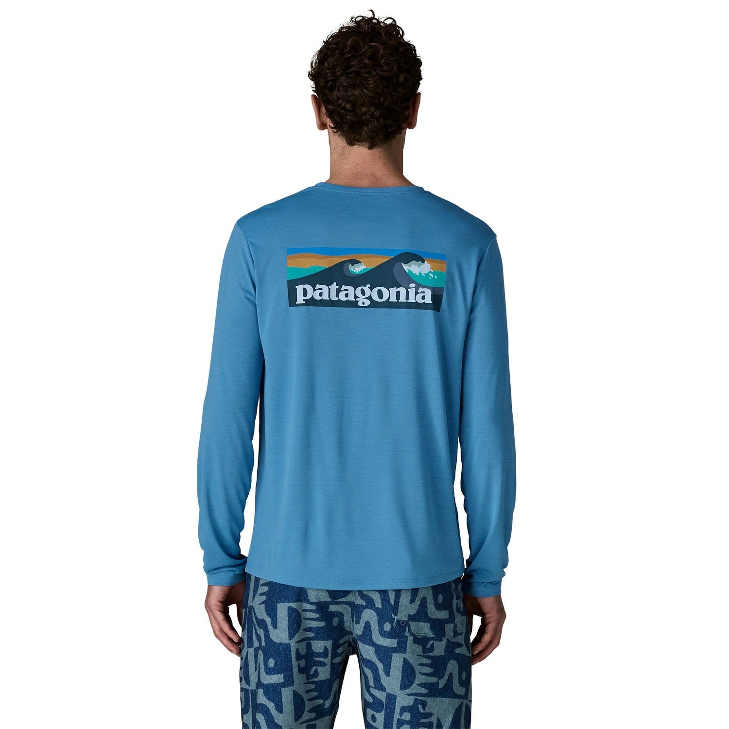 Patagonia 01. MENS APPAREL - MENS LS SHIRTS - MENS LS ACTIVE Men's Long-Sleeved Capilene® Cool Daily Shirt | Board Short Logo SHRX SHORE BLUE - LIGHT SHORE BLUE X-DYE