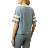 Faherty 02. WOMENS APPAREL - WOMENS SS SHIRTS - WOMENS SS CASUAL Women's Sunwashed Slub Varsity Tee EUY BLUE VARSITY